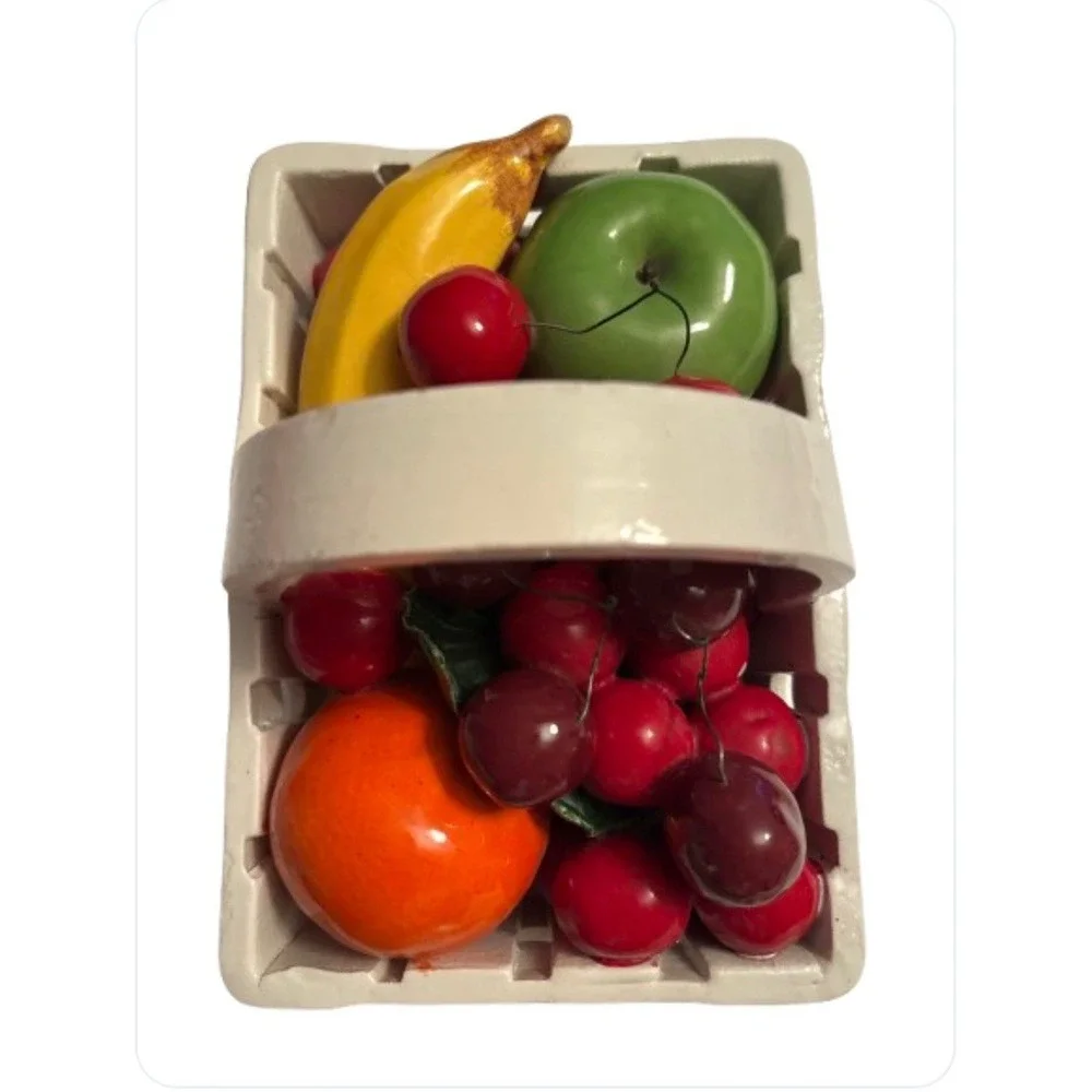 Italian Fruit Basket Vintage Italian Wire Cherries Banana Apple Orange Rare‎